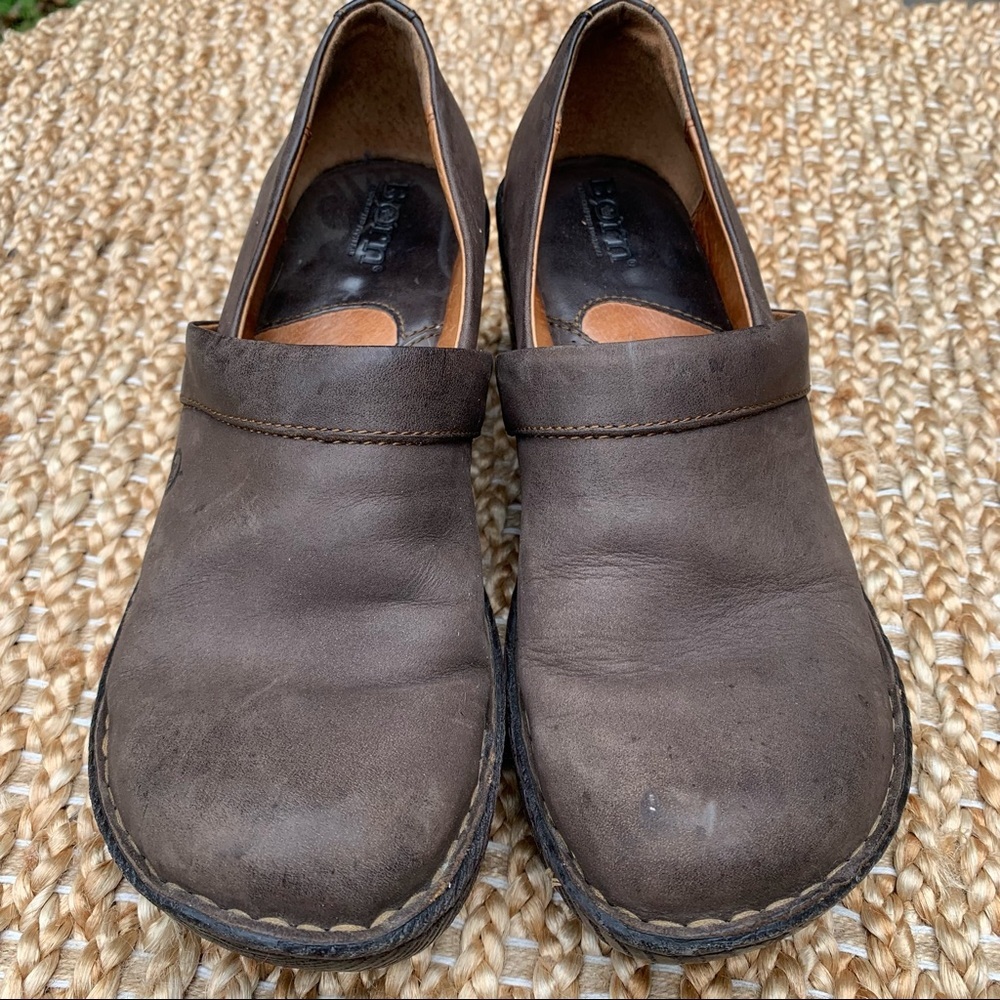 Born Leather Brown Toby II Clogs Size 6.5